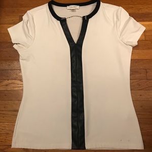 Calvin Klein Women’s White and Leather Blouse